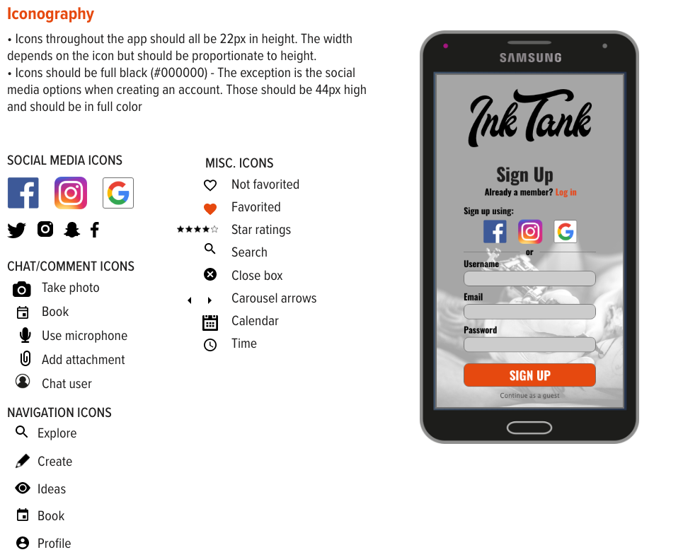 Design Language Iconography instructions for InkTank app